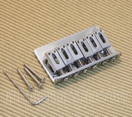 SB-015-C Hardtail Through-Body Guitar Bridge/Modern Saddles Chrome w/ Mounting Screws