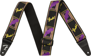 099-0681-306 Genuine Fender Neon Monogram Strap Purple/Yellow 0990681306