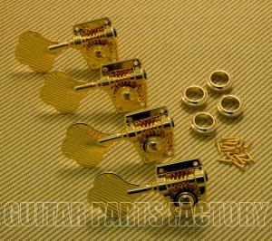 GB400-GT4L Left-Handed 4-Inline Gold Bass Tuners w/ Mounting Hardware
