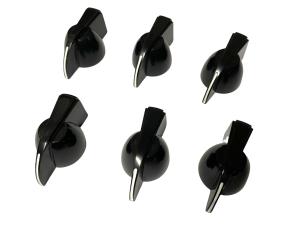 CHK-SW34-B (6) Black Chicken Head Knobs for Split Shaft Press Fit Amp Guitar Bass