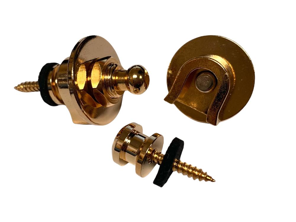 Allparts AP-0680-002 – 2x Schaller Style Strap Locks In Gold – Sicherheits-Gurtverschluss Für Gitarre/Bass
