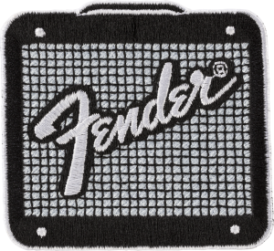 912-2421-107 Fender Logo AMP Embroidered Patch Black & Chrome 9122421107