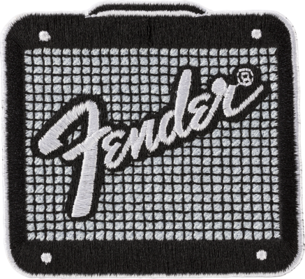 912-2421-107 Fender Logo AMP Embroidered Patch Black & Chrome 9122421107