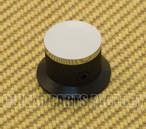 AK-MKU-006 Chrome Aluminum Over Black Plastic Amp/Guitar Knob w/Set Screw