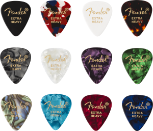 098-0300-700 (12) Genuine Fender Picks 351 Shape Celluloid Medley X-Heavy 0980300700