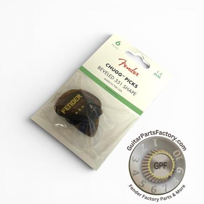 198-9999-102 (6) Fender Chugg Beveled Picks Tortoise Shell 1989999102