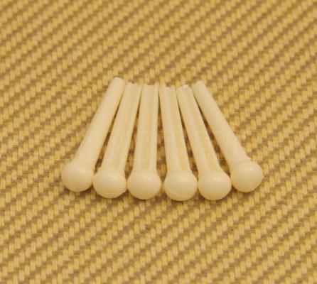 T-3329 (6) Acoustic Guitar Grover Bridge Pins Plain Cream 