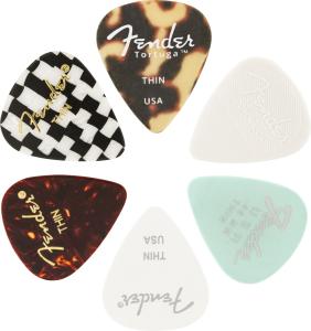 198-0100-100 Fender (6) Thin 351 Shape Guitar Pick Pack Material Medley 1980100100