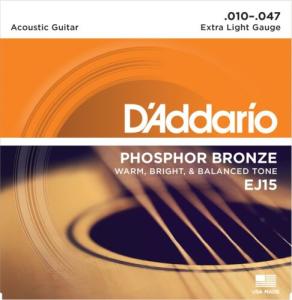EJ15 D'Addario Phosphor Bronze Extra Light Acoustic Guitar Strings 10-47