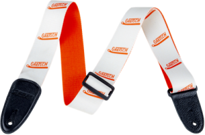 922-2842-003 Gretsch Logo Vibrato Arm Handle Pattern Guitar Strap Orange & White 9222842003
