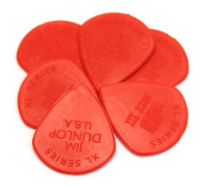 47P-XLN (6) Dunlop XLN Flat Jazz III Picks 1.38mm Red Nylon