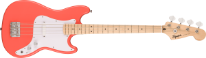 037-3802-511 Squier Sonic® Bronco™ Bass, Maple Fingerboard, White Pickguard, Tahitian Coral 0373802511