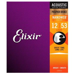16052 Elixir Nanoweb Phosphor Bronze .012-.053 Light Acoustic Strings