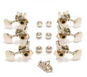 V97N Grover Original Nickel Sta-Tite 3 x 3 Open Gear Guitar Tuners 14 1 Ratio