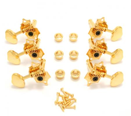 V97G Grover Sta-Tite 3+3 Open Gear Tuning Keys Gold