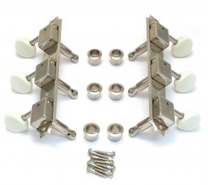 TK-0700-001 Gotoh Vintage Style 3x3 Strip Tuner Guitar Keys Nickel/Off White Buttons