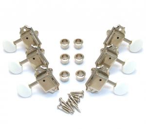 TK-0977-001 Gotoh Nickel 3x3 White Button Vintage Guitar Tuners