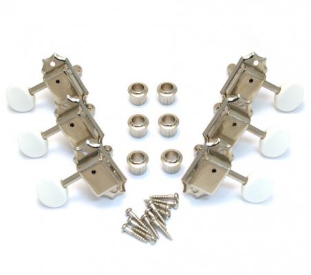 TK-0977-001 Gotoh Nickel 3x3 White Button Vintage Guitar Tuners