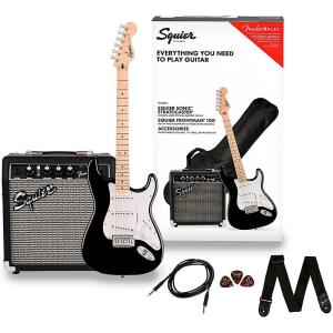 037-1720-006 Squier Sonic Stratocaster Pack Maple Fingerboard 2-Color Black Gig Bag 10G-120V 0371720006