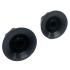 KN010-001 Bass or Guitar Black Knobs Large with Silver Top Insert and White Indicator Dots