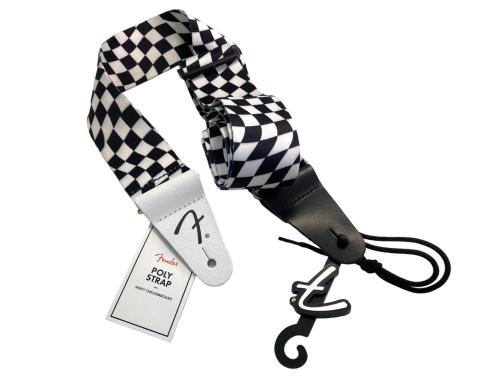 099-0637-288 Fender Wavy Checkerboard Polyester Guitar Strap Black/White 0990637288