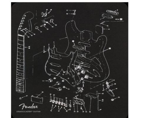 910-6108-003 Fender Guitar Exploded Neoprene Stratocaster Guitar parts Mousepad 9106108003