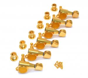 TK-0760-002 Gotoh Gold Sealed 6 Inline Mini Tuners Round Button Fender Guitar