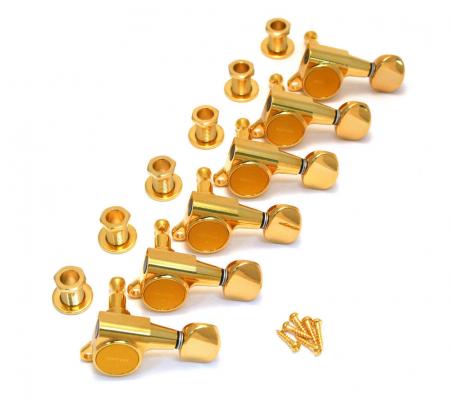 TK-0760-002 Gotoh Gold Sealed 6 Inline Mini Tuners Round Button Fender Guitar