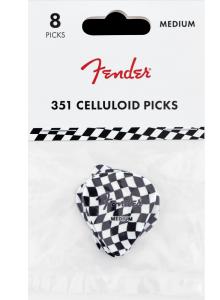 198-0351-088 Fender Wavy 351 Celluloid Picks Checkerboard 8 1980351088