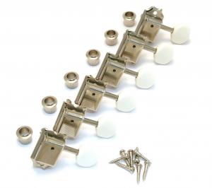 TK-0980-001 Gotoh Nickel 6 Inline White Round Button Vintage Guitar Tuners 