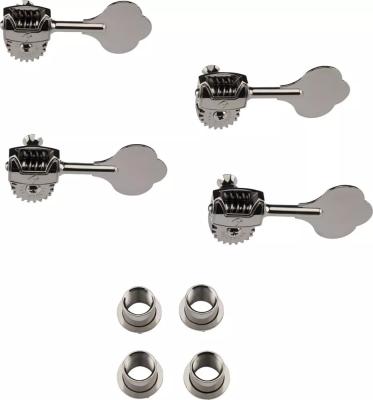 099-2006-006 Black Chrome Cosmo Set of 4 Fender Fluted American Deluxe P and Jazz Bass F Tuners 0992006006