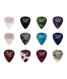 198-0200-300 Fender 351 Dotted Celluloid Medley Medium Guitar Picks 12 Pack 1980200300