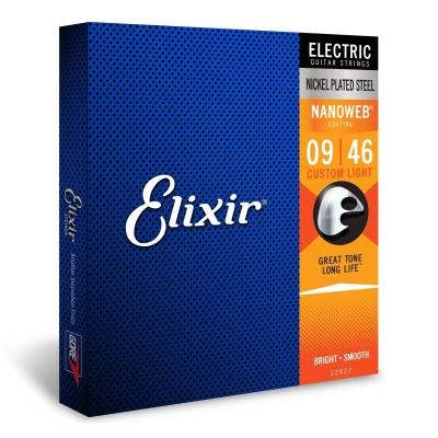 12027 Elixir Nickel Plated Steel Electric Guitar Strings Custom Light 9-46 Set