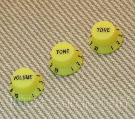 PK-24-Y Yellow USA Knob Set 24 Spline for Strat & Others