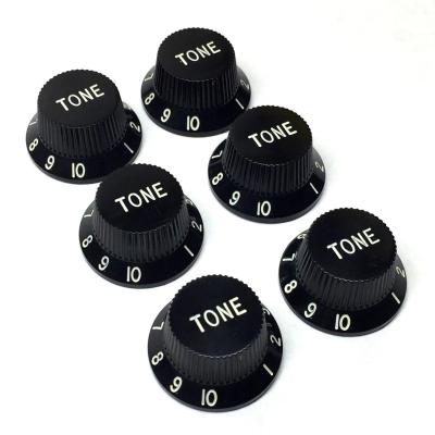 PK-ST-TB 6 pack Black 1-10 TONE Knobs for Fender Stratocaster
