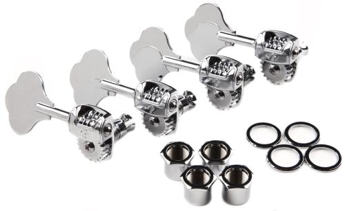 009-7336-049 Set of 4 Chrome Fender F Logo Left-Handed Deluxe Bass Tuners Machine Heads 0097336049