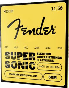 073-0050-402  Fender SuperSonic 50M Guitar Strings, Flatwound Stainless Steel, Ball End, Gauges .011-.050 0730050402