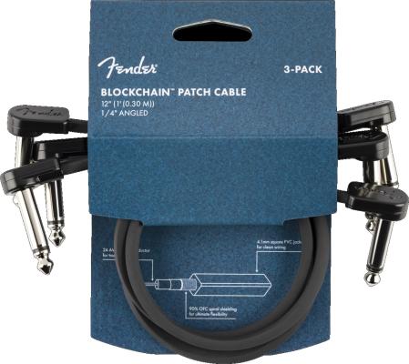 099-0825-010 Fender Guitar Blockchain 12" Patch Cable, 3-pack, Angle Angle 0990825010