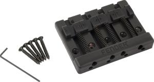 099-4408-400 Genuine Fender Black Block Logo High Mass Bass Bridge w/Brass Saddles 0994408400