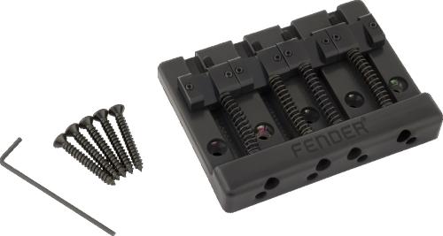 099-4408-400 Genuine Fender Black Block Logo High Mass Bass Bridge w/Brass Saddles 0994408400