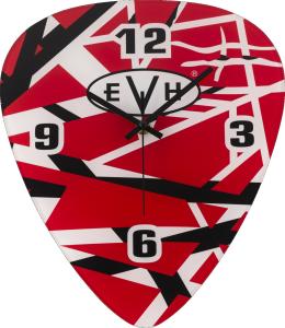 022-7281-000 EVH® Guitar Pick Shape Clock, Red/White/Black Stripes 0227281000