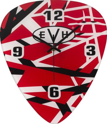 022-7281-000 EVH® Guitar Pick Shape Clock, Red/White/Black Stripes 0227281000