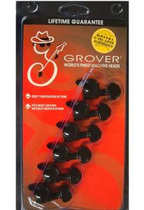 505BCL6 Left-Handed Locking Grover Roto-Grip Black 6 Inline Locking Tuners
