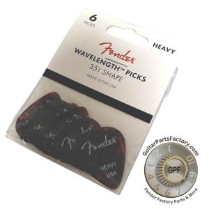 198-3351-500 (6) Fender Wavelength Tortoise Shell Guitar Picks 351 Heavy 1983351500