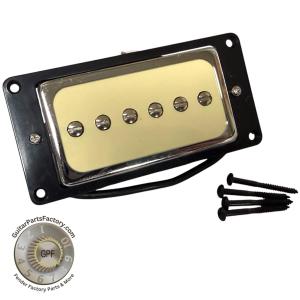 PU-SHA66C-IV P90 Artec Splendor Humbucker Sized Neck Pickup Ivory and Chrome w/Black Ring Alnico 5