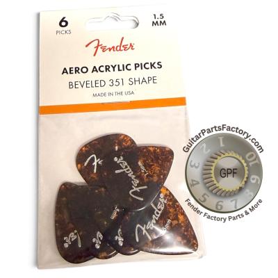 198-6351-002 Fender USA Beveled 351 Aero Acrylic Guitar Picks 6-count 1.5mm 1986351002