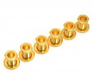 TK-0786-002 (6) Gold Screw-In Tuner Bushings and Washers for Modern Guitars