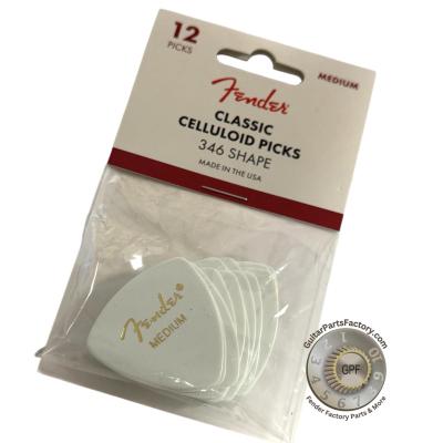 198-0346-880 Fender 346 Shape White Medium Guitar Picks (12) 1980346880