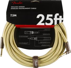 099-0820-078 Fender Deluxe Series Instrument Cable, Straight/Angle, 25', Tweed 0990820078