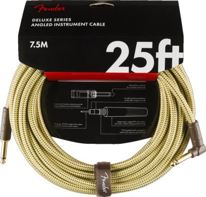 099-0820-078 Fender Deluxe Series Instrument Cable, Straight/Angle, 25', Tweed 0990820078